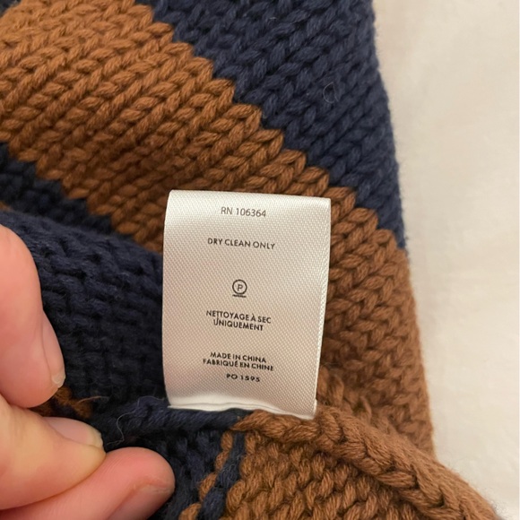 KULE The Matey | Brown and Navy Striped Quarter-Zip Sweater - Picture 12 of 12